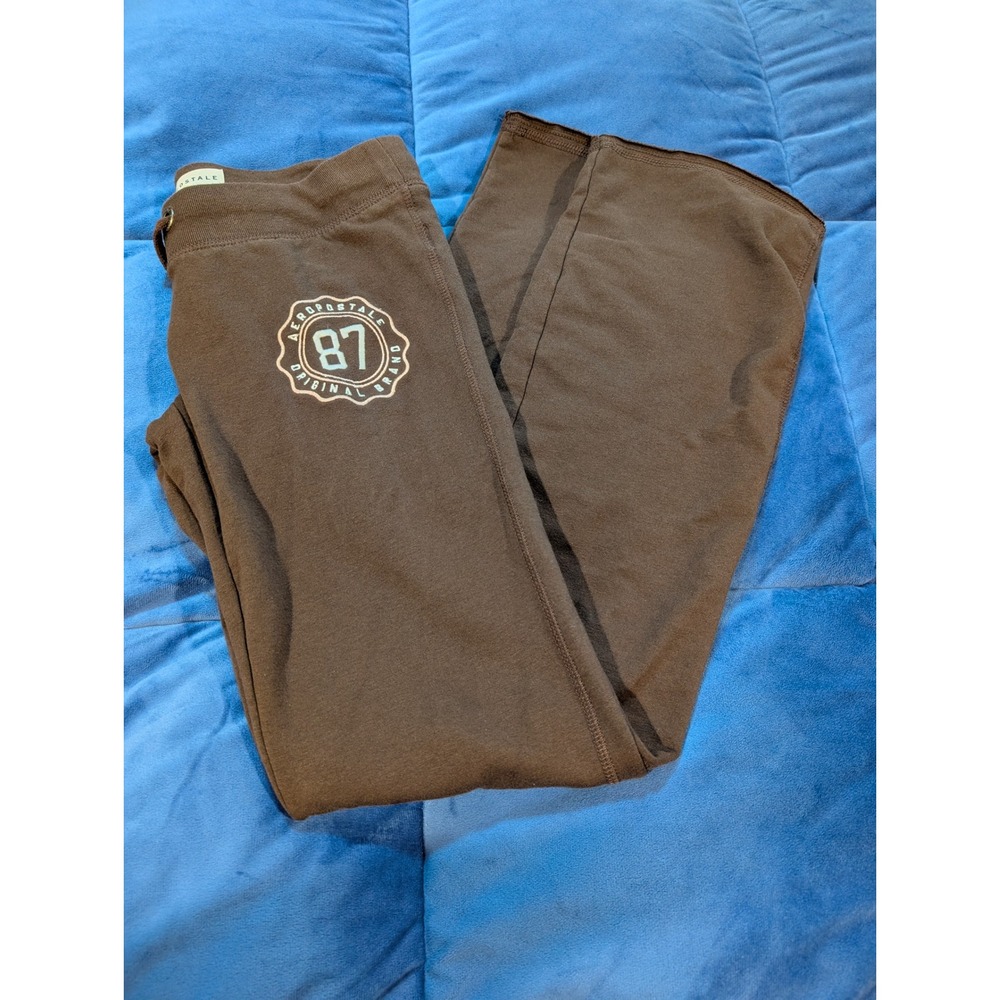 Aeropostale Sweatpants Womens XS Chocolate Brown Flare Logo Drawstring Lounge